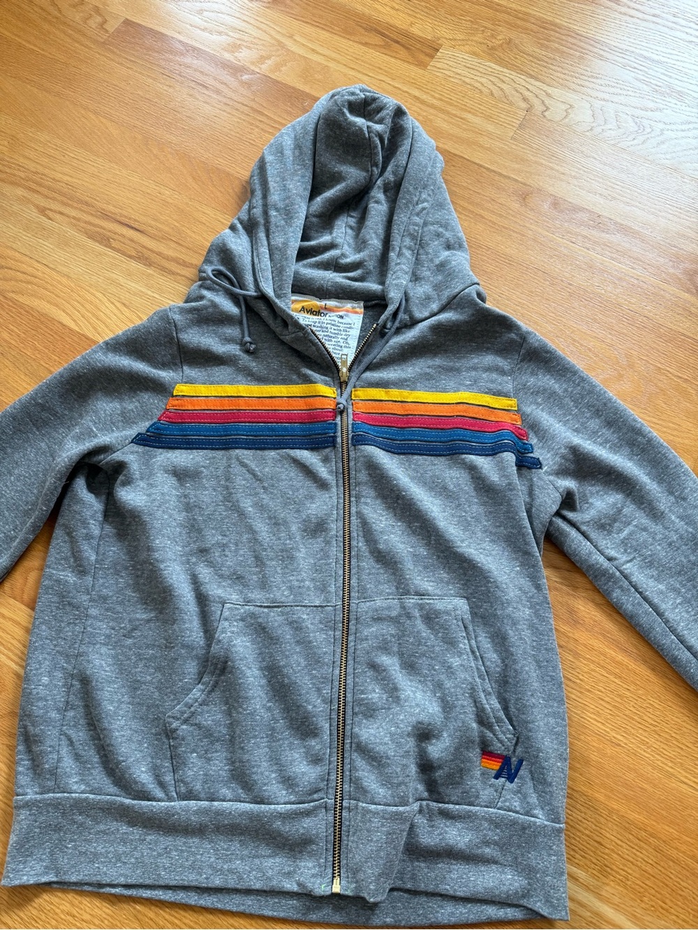 Aviator Nation Gray Zip Hoodie-5 Stripe. Never worn. New with tags
